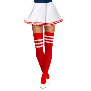 Cheerleader knästrumpor one-size röd och vit