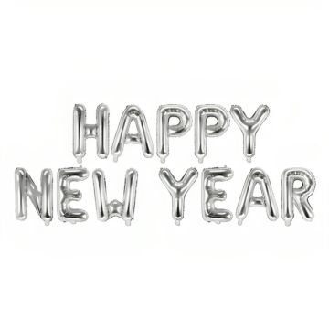 Folieballong happy new year silver 422x46 cm