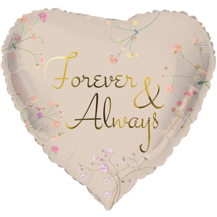 "Forever & Always" Hjärtaformad Folieballong - 45 cm