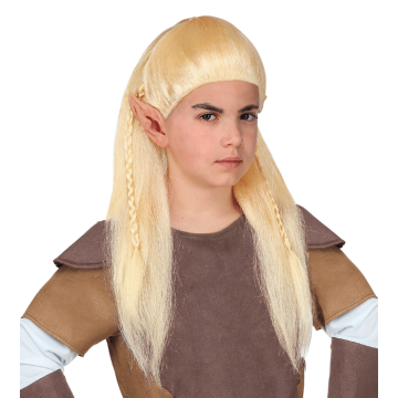 Älvblond lång peruk för barn