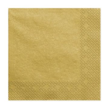Servetter 3-lager guld 20x - 33x33 cm