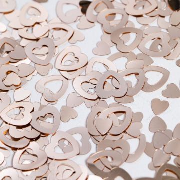 Rose gold urholkat hjärta bordskonfetti - 14 g