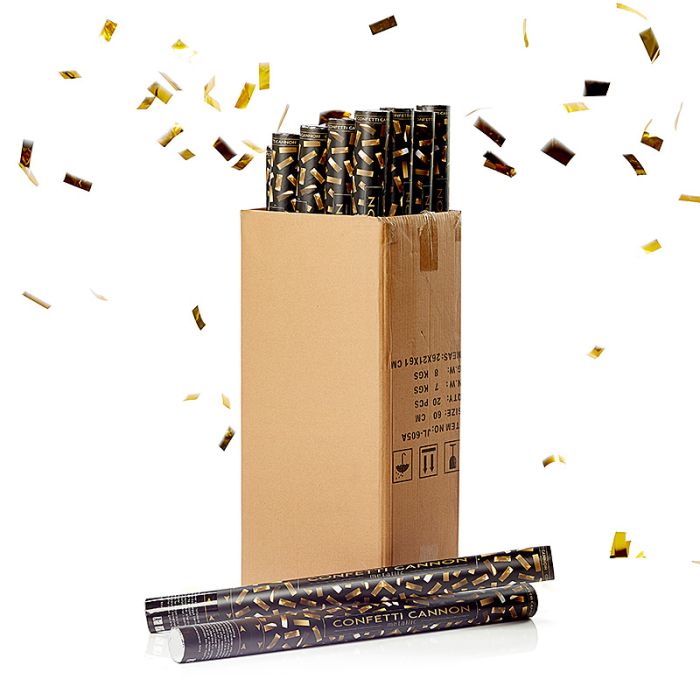 Guld konfettirör 60 cm PartyVikings 50x - Metallic Rektangulär