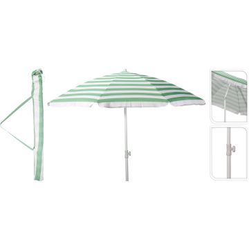 Strandparasol med lutningsfunktion, grön och vit, över 200 cm