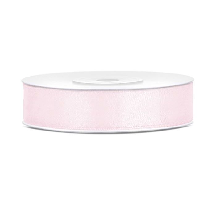 Pastellrosa satinsnöre - 12 mm x 25 m