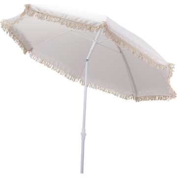 Parasoll med fransar i vitt Ø160x200cm