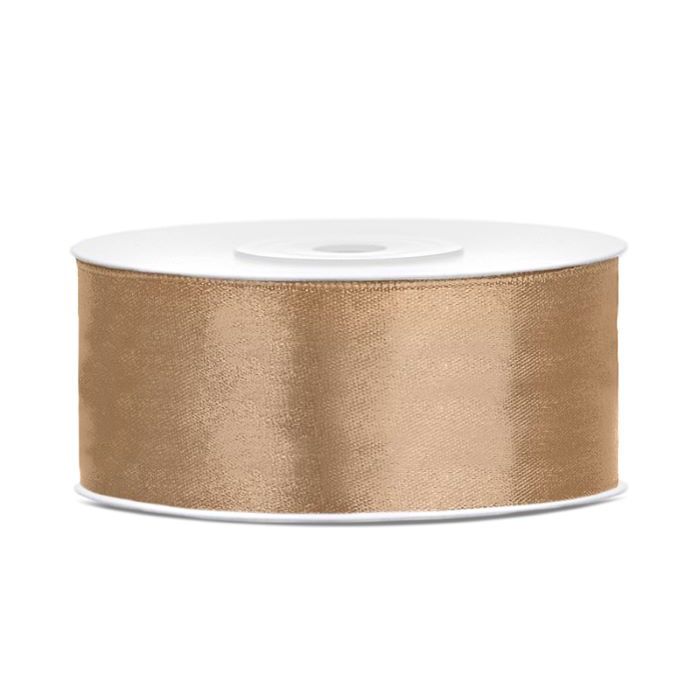 Ljusguld satinband - 25 mm x 25 m