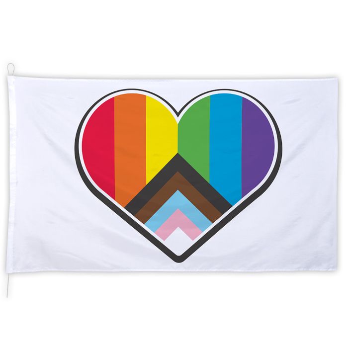 Progress pride flagga med hjärta - 200x300 cm