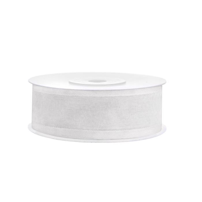 Vitt chiffongband - 25 mm x 25 m