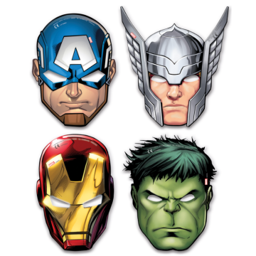 Avengers® Pappermasker 6 stk - 15x22 cm