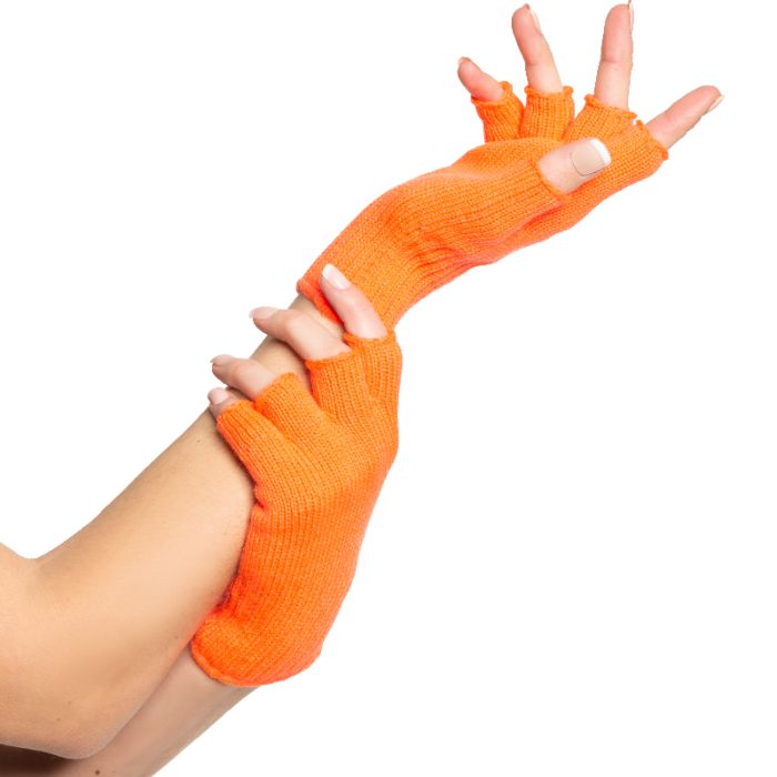 Fingerlösa handskar one-size för kvinnor neonorange