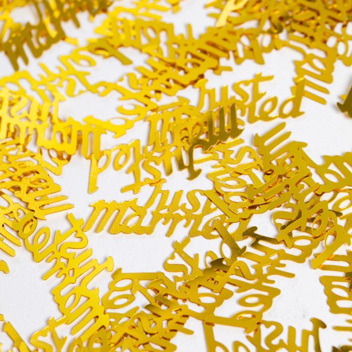 Guld Just Married bröllops bordsconfetti - 14 g
