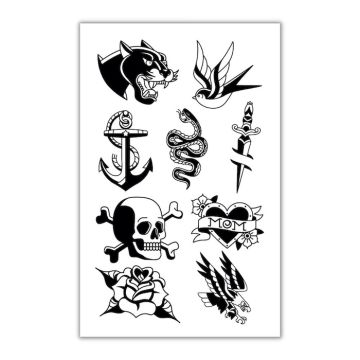 Klassiska sjömans-tatueringar tillfälliga 9x 