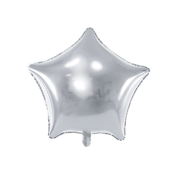 Metallisk silver stjärnfolieballong - 48 cm