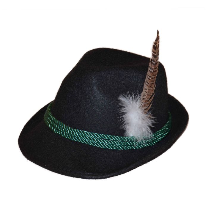 Tyrolerhatt till oktoberfest Bayern svart unisex one-size