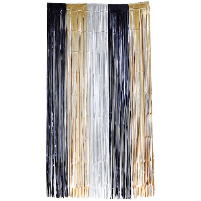 Glittergardin i svart, silver och guld - 100 x 200 cm