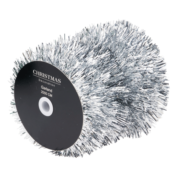 Silver tinsel girland - 20 meter