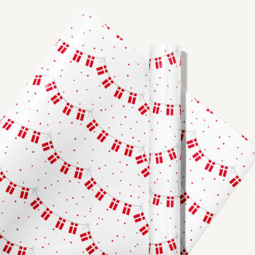 Presentpapper vit m. flaggirlang 70x300 cm 