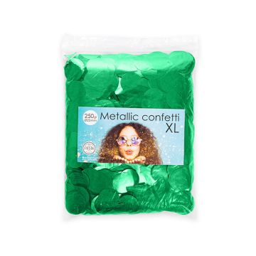 Runt metalliskt grönt konfetti - 250 gram