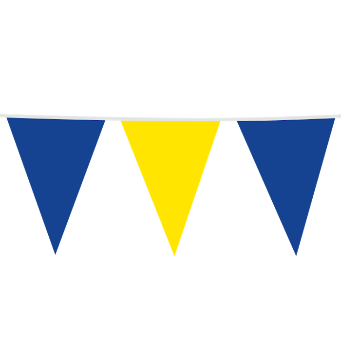 Blå och Gul Flagggirlande - Flagga 30 x 45 cm - 10 meter 