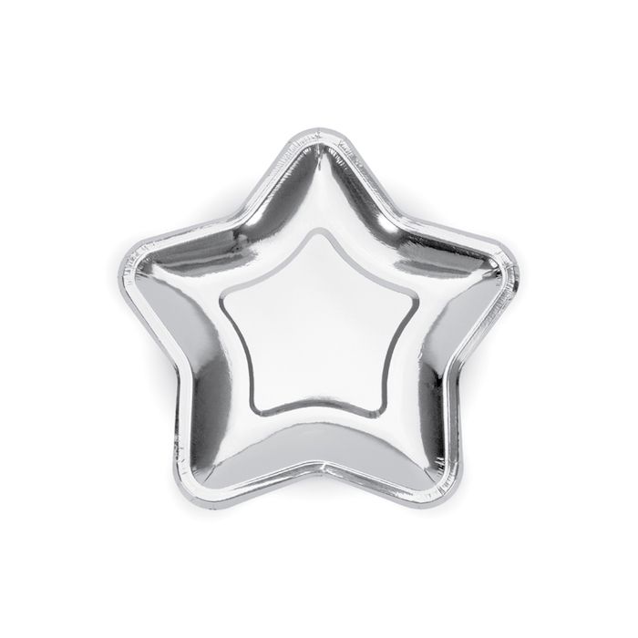 Silver Stjärna Pappers Tallrik 6x - 23 cm