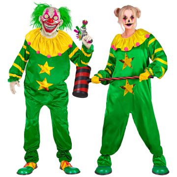 Skrämmande clownkostym i grön