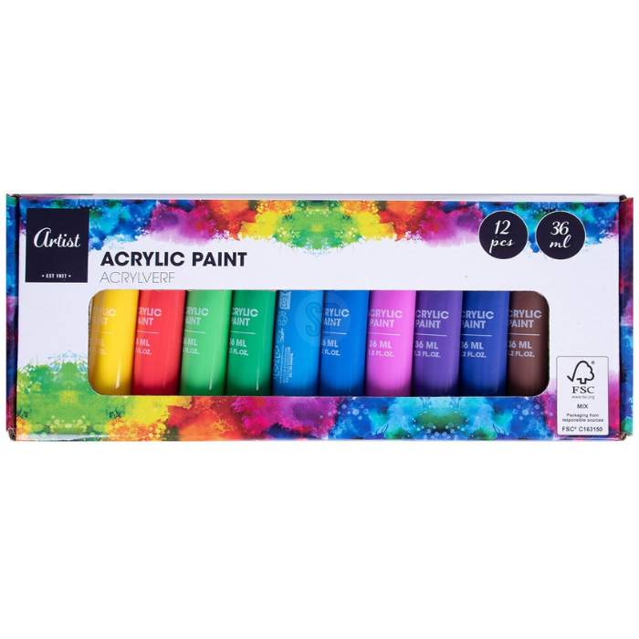 Akrylmålningsset 12x färger 36ml