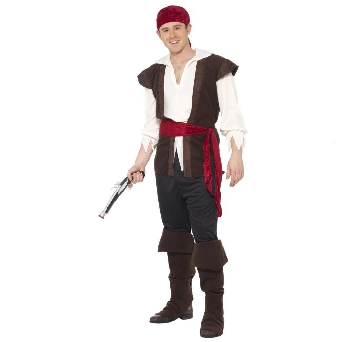 Piratkostym i brunt och vitt 