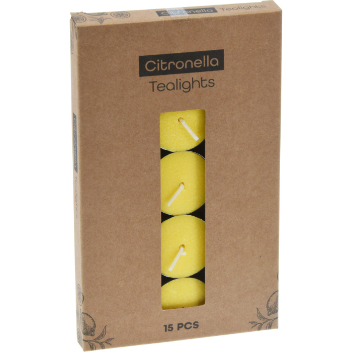 Citronella gult värmeljus 15x - 38x38x16 mm