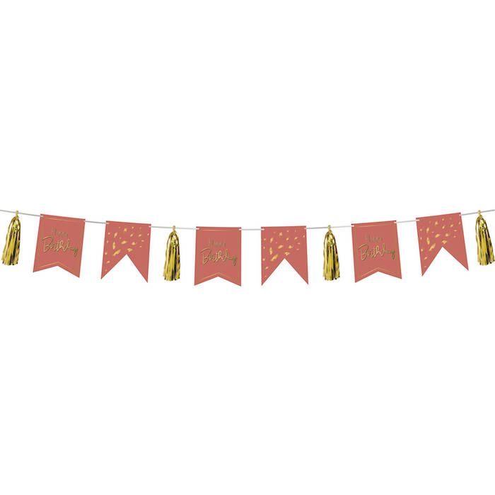 Happy Birthday Girlang Med Fransar Golden Dusk - 4 m