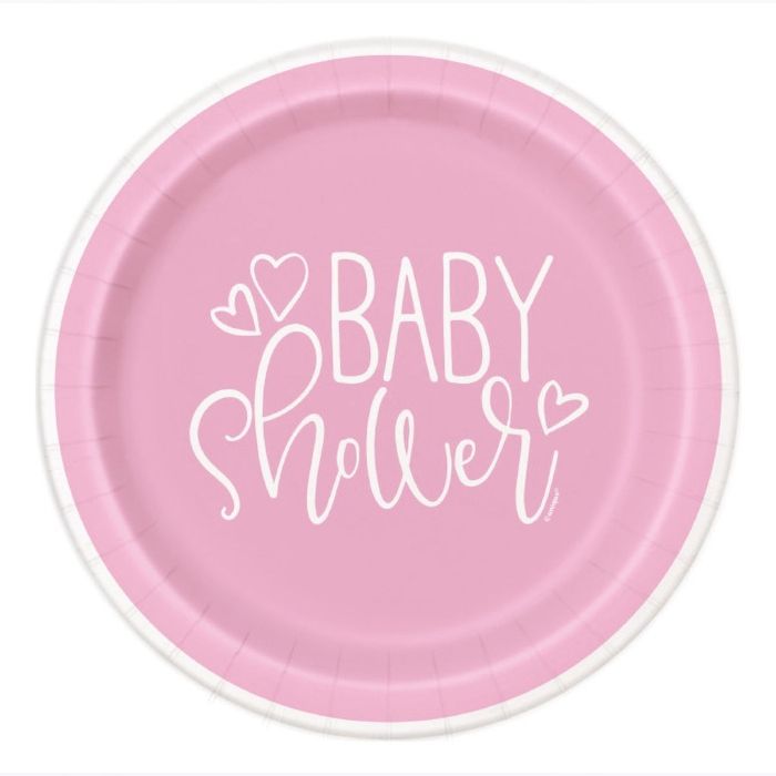 Babyshower papptallrikar rosa flicka 8x