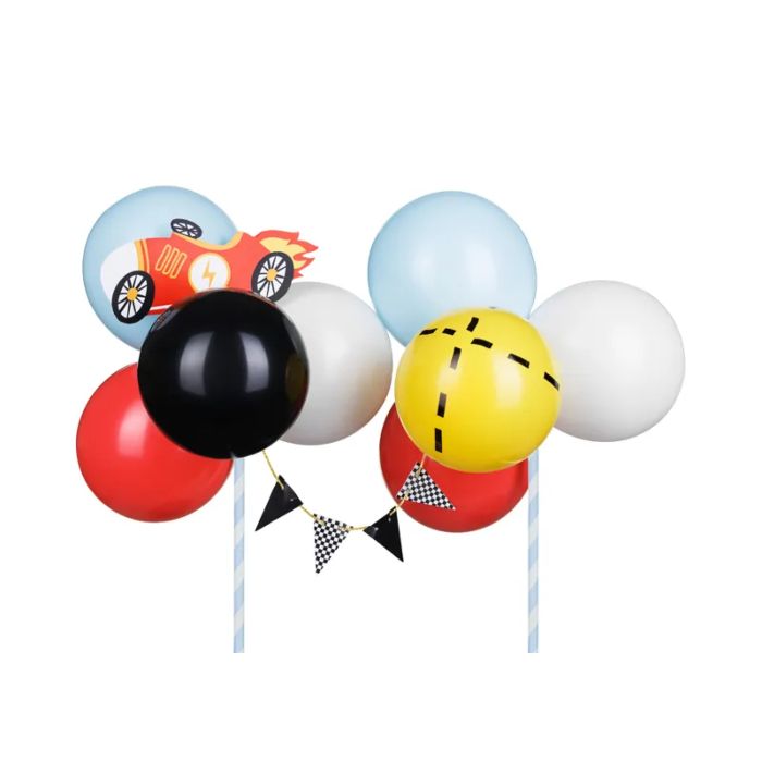 Ballong kagedekorationspinnar med bilar mix 8x - 29 cm