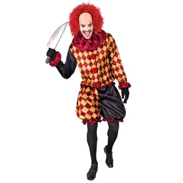 Harlekin skräckklown-kostym för män