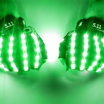 Roliga handskar med LED i grönt 