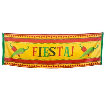 Mexikansk fiesta-banner med chili - 220x74 cm