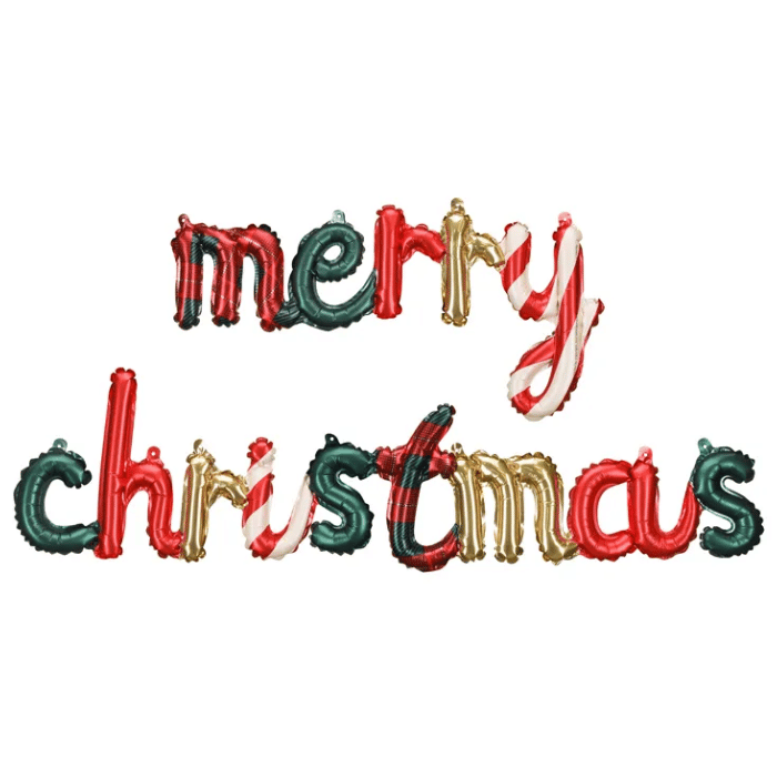 Jule folieballong Merry Christmas - 143x25 cm