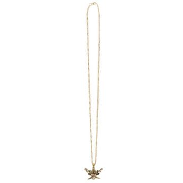 Guld färgat halsband med pirat dödskalle