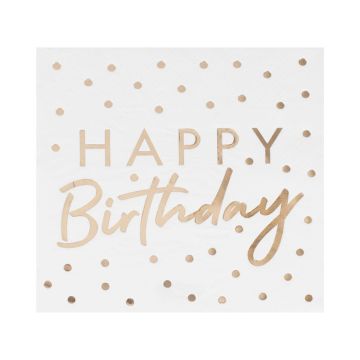 Gyllene Prickiga Happy Birthday Servetter - 16,5x16,5 cm