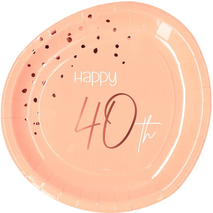 Happy 40th Pappersfat Rosa 8x - 23 cm