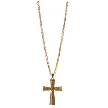Detaljrikt guld korshalsband