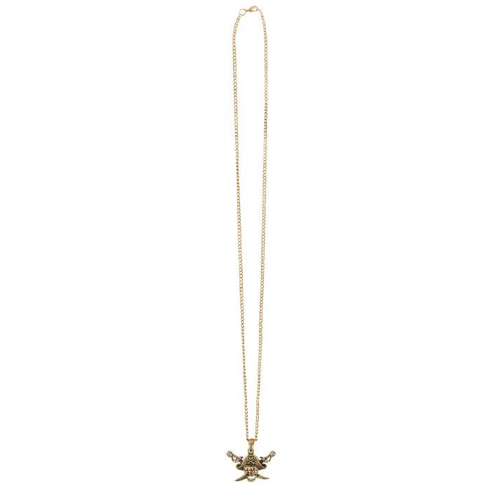 Guld färgat halsband med pirat dödskalle