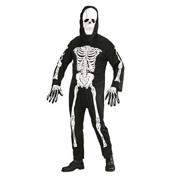 Skelettkostym med heldräkt och mask