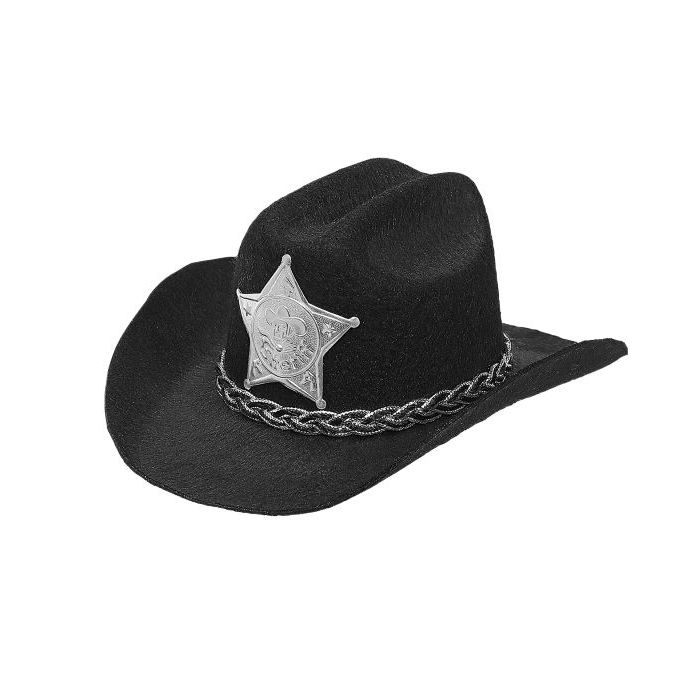Svart mini sheriff cowboyhatt - onesize