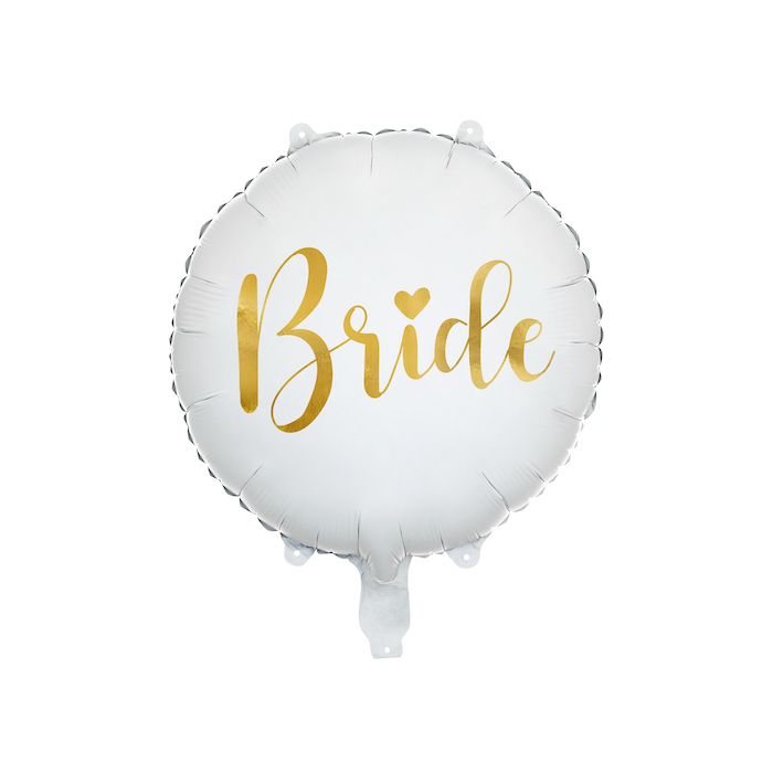 Bride Folieballon Vit Och Guld - 45 cm