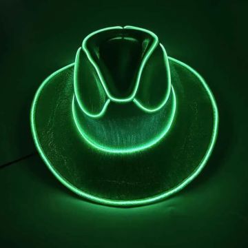 Rolig cowboy rave-hatt med LED Grön