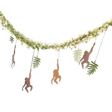 Djungelgirlang med hängande apor och blad - 4 meter