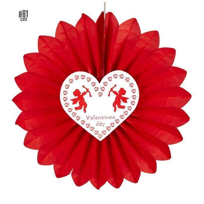 Valentines day röd rosett med hjärta - 61 cm