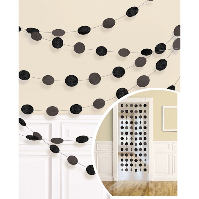 Svart Glittrande Gardin - 213 cm