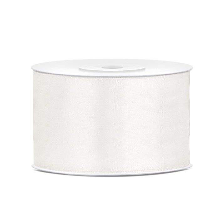 Ljus cremevit satängband - 38 mm x 25 m