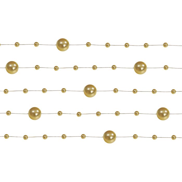 Guld pärlor girlander 5x - 1,3 meter